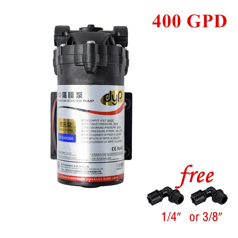Pompe à diaphragme 24V DC RO, 50 – 400 gpd, pompe de surpression, augmenter les pièces de filtre à eau sous vide pour système d'eau à osmose inverse: 400 GPD