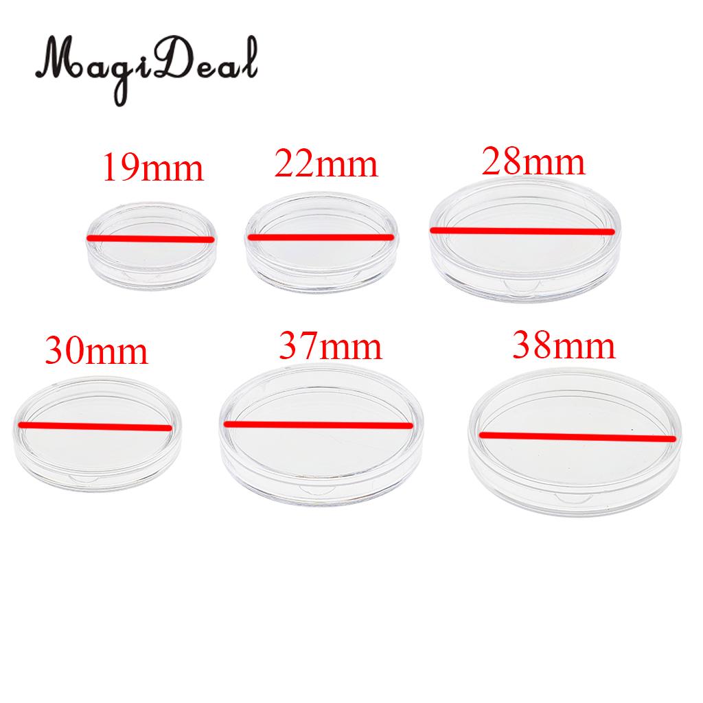 Magideal 100 Stks/partij Clear Ronde Plastic Coin Capsules Container Opslag Houder Case 19 Mm/22 Mm/28 Mm/30 Mm/37 Mm/38 Mm
