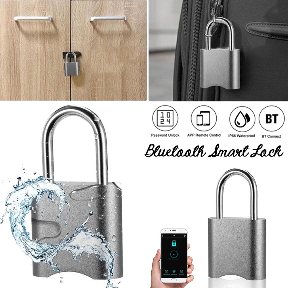 Bluetooth smart hængelås usb opladning kombination hængelås bt forbindelse app kontrol metal nøglefri bagage gym lås