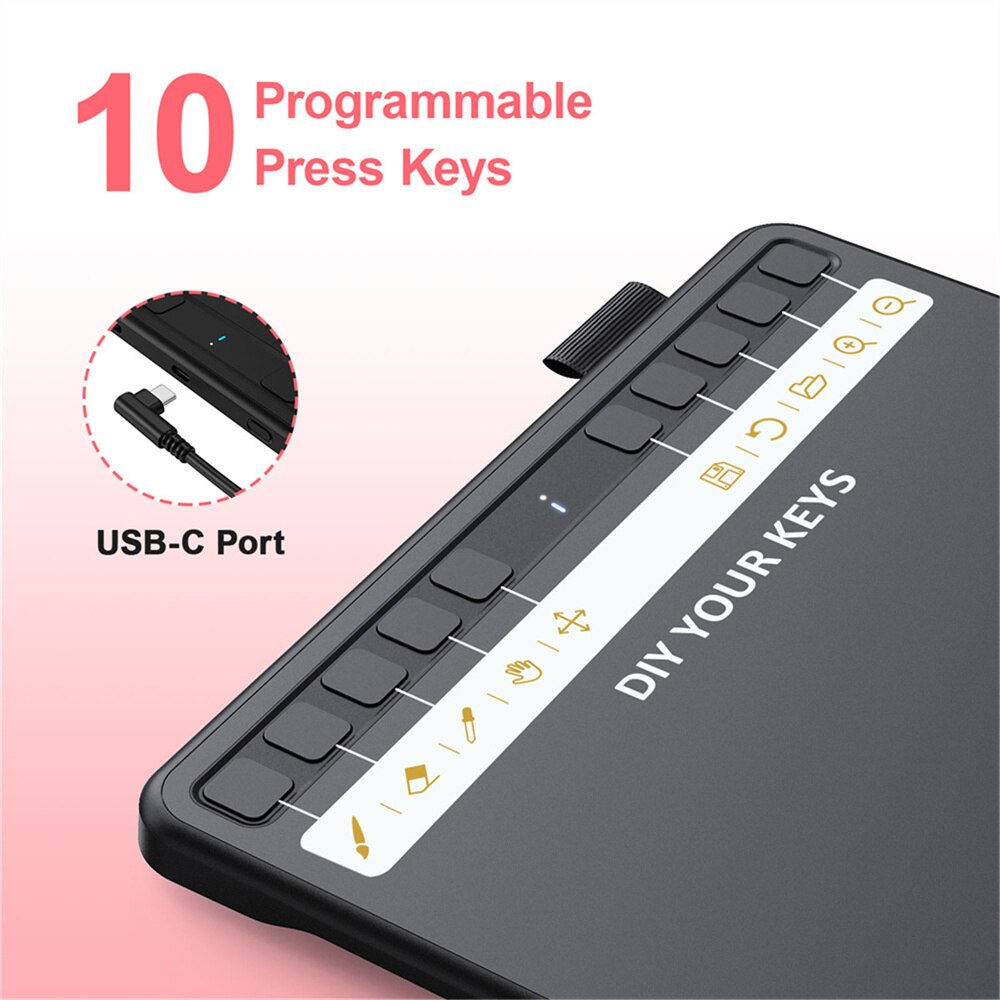 UGEE S640 Drawing Tablet 6.3x4 inches Digital Pen Tablets with Battery-free Stylus 10 Shortcuts Support Android Windows Mac OSU