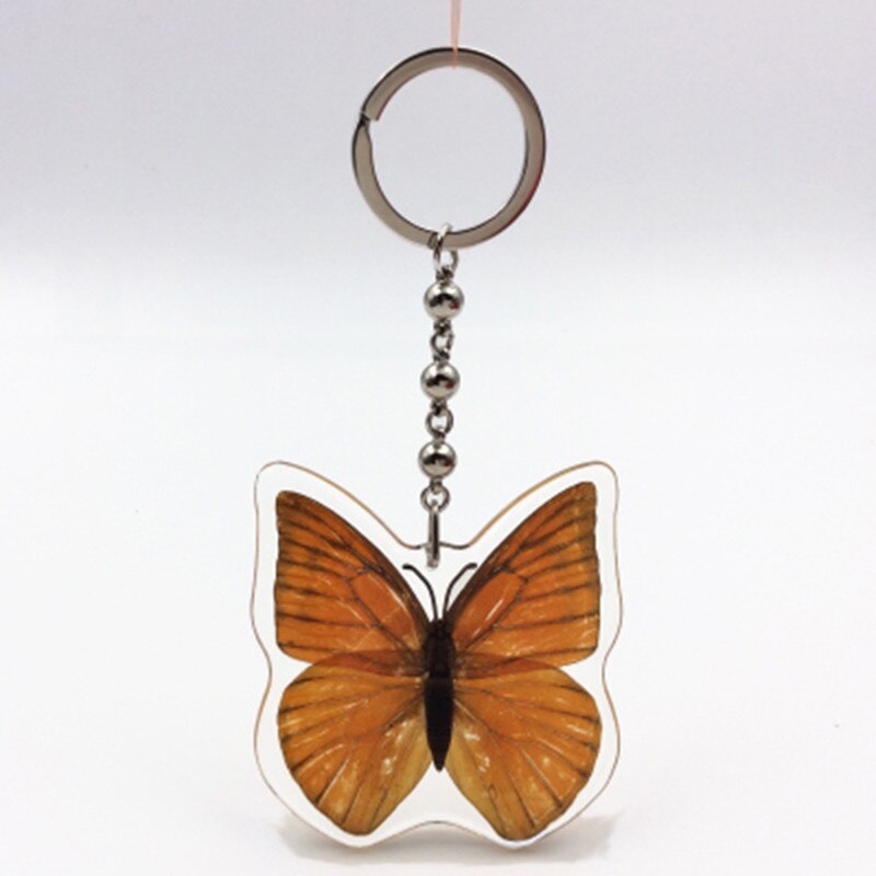 1 stk insekt eksemplar sommerfugl kunstig rav nøgleringe piger personlighed harpiks taske hængende spænde hun: 4