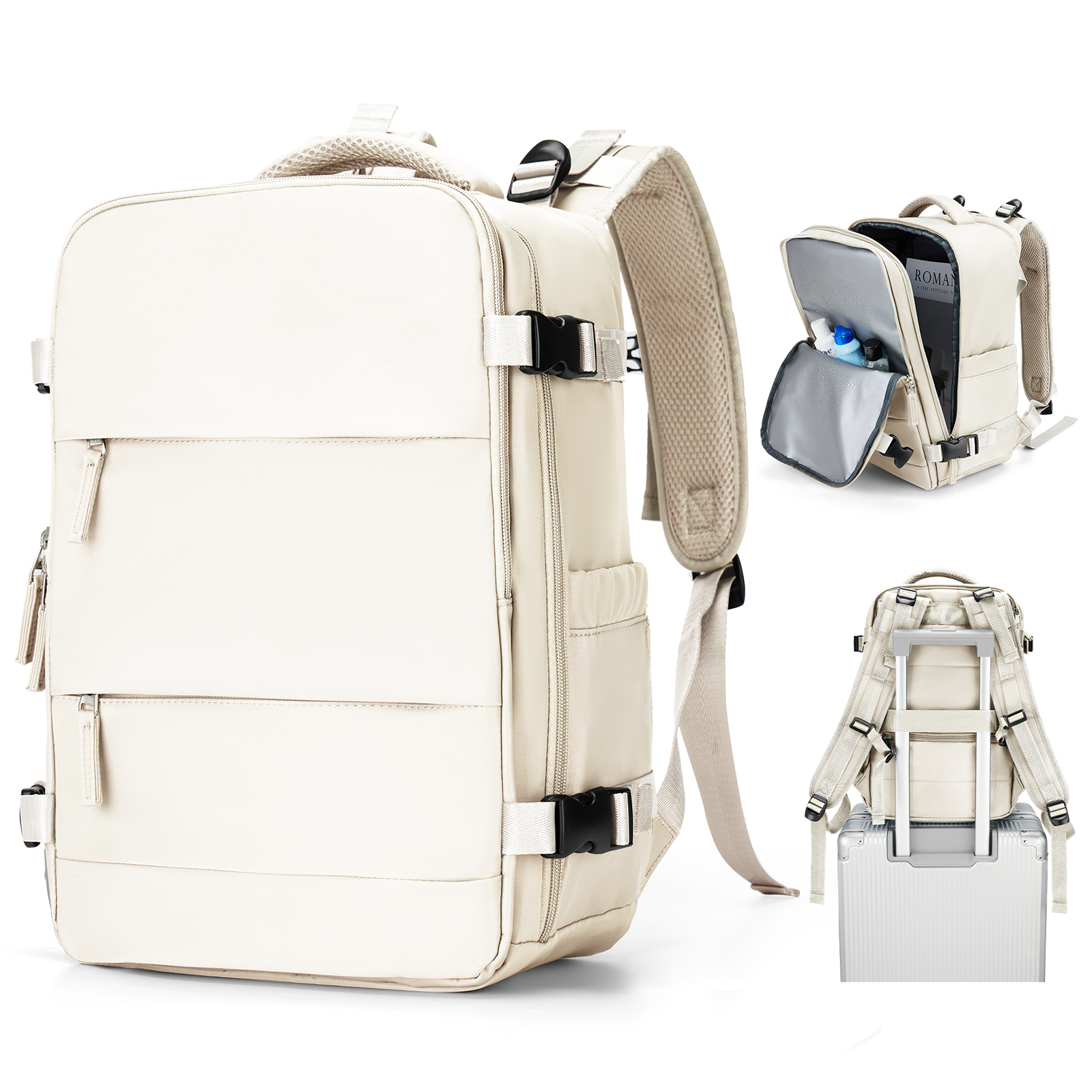 Backpack Travel Cabin Aircraft 40x20x25 Women's Backpack ,Waterproof Travel Backpack Laptop Backpack Female bags ,Male Backpacks: Beige