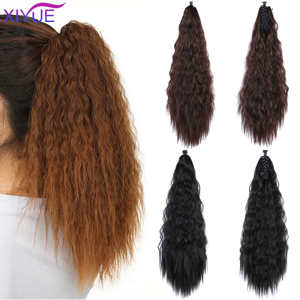 Xiyue Korte Golvend Haar Paardenstaart Extensions Synthetische Claw Paardenstaarten Licht Bruin/Donker Bruin/Zwart Kleur Vrouwen Haarstukken