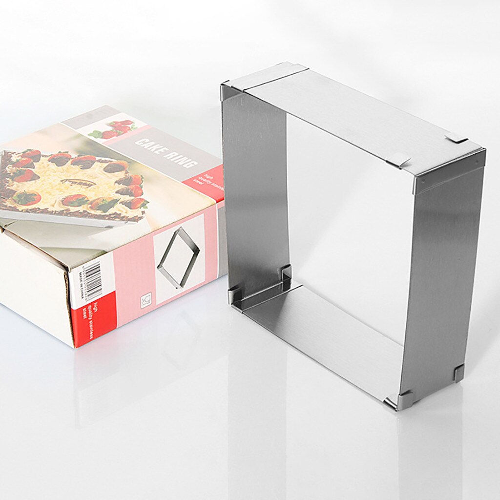 Molde para pastel cuadrado de acero inoxidable, anillo ajustable para Mousse, molde para hornear, repostería, accesorios para postres, herramienta de decoración de pasteles #42