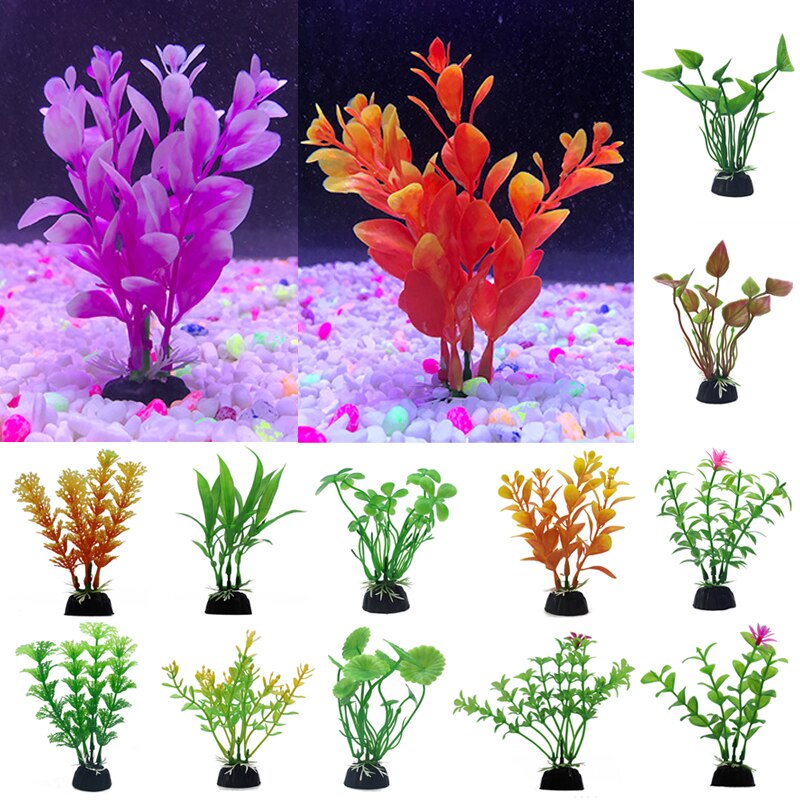 Ongeveer 10cm prachtige kunstmatige plastic aquariumplanten landschapsdecoratie aquarium waterplant gras ornament plastic decoratie