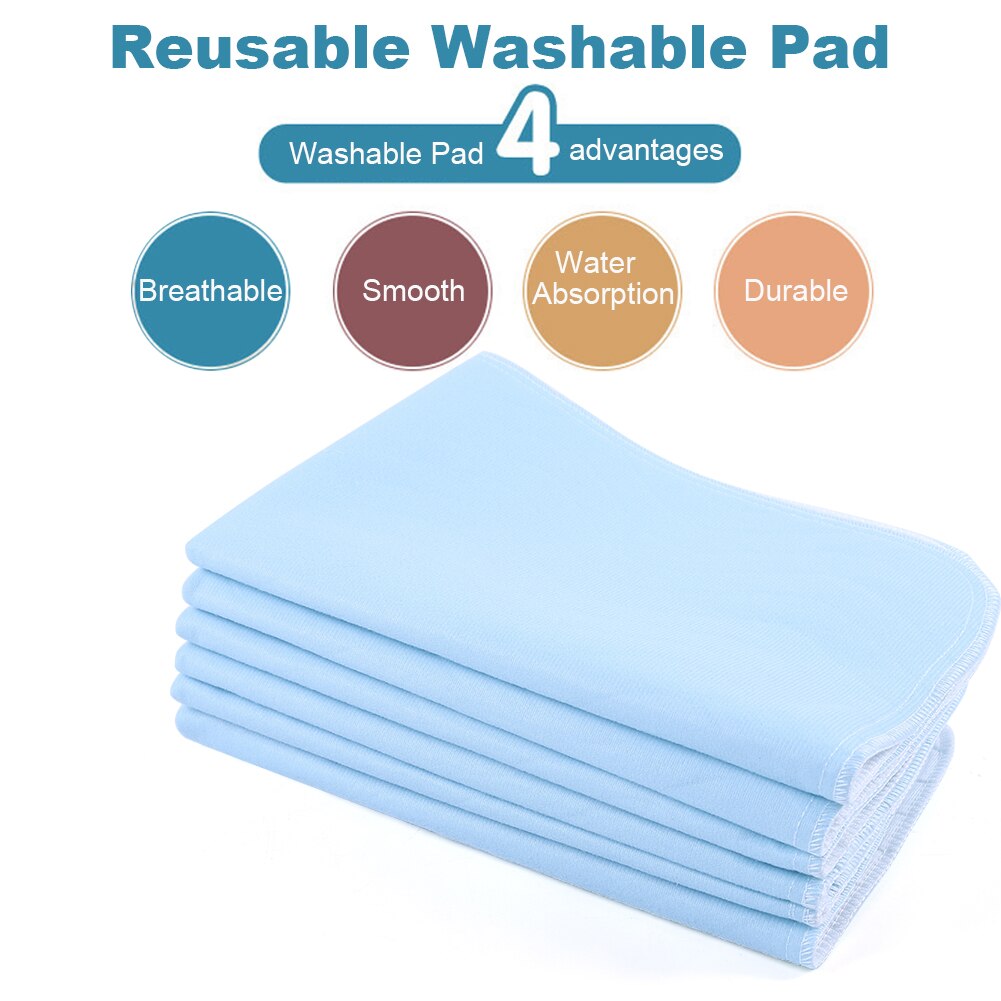 6pcs Reusable Washable Pad Urine Mat Breathable Super Absorbent Pad For Adults Incontinence Pad Nursing Pad Blue + White 45 * 60