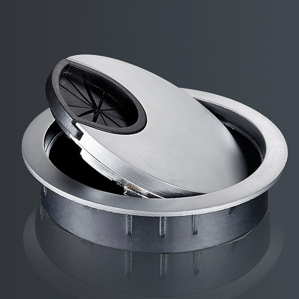 50/60/80mm Desk Table Cable Hole Cover Metal Grommet PC Computer Desk Round Cable Tidy Wire Hole Cover Chrome Brush