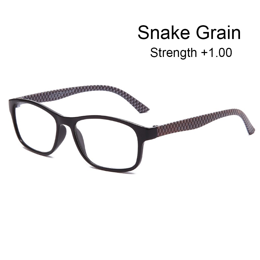 Nouvelle lunettes de lecture Portable ultraléger cadre PC haute définition unisexe presbyte lunettes Vision soins + 1.0 ~ + 4.0: Snake Grain 1.00
