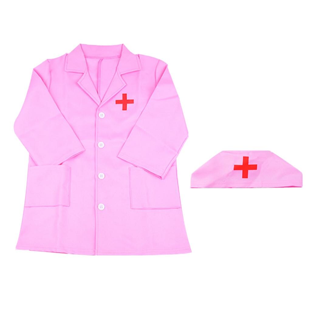 Girls Kids Childrens Doctors Nurse White/Pink Coat Fancy Dress Costume Outfit