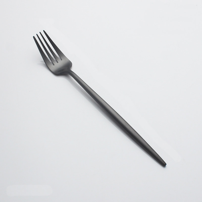 Couverts de Style portugais vaisselle occidentale 304 acier inoxydable dîner fourchette cuillère boeuf couteau café cuillère: Black Fork