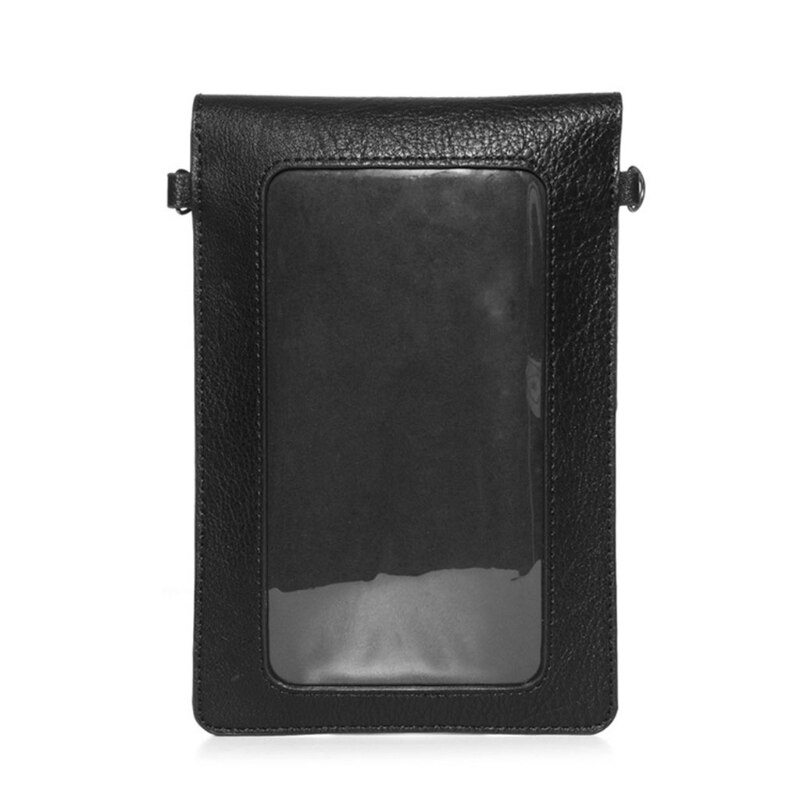 Touch Screen Leather Phone Purse with Clear Window Pocket Shoulder Strap Small Crossbody Bag Women Girls Wallet Pouch