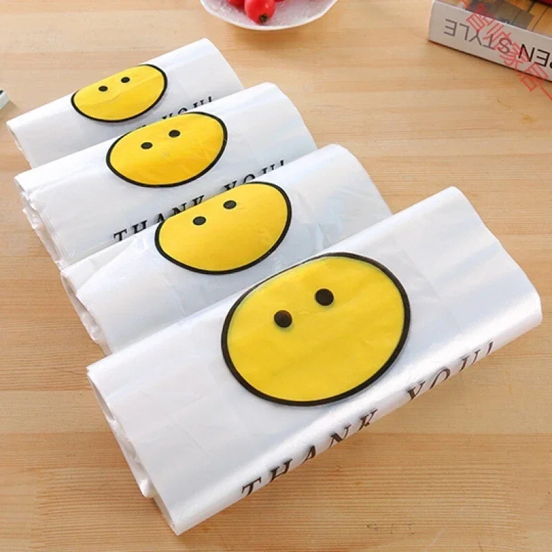 Bolsa de plástico de 50 Uds., bolsa de transporte, de dibujos animados de conveniencia con paquete de bolsa, embalaje de compras para supermercado al por menor, almacenamiento para el hogar