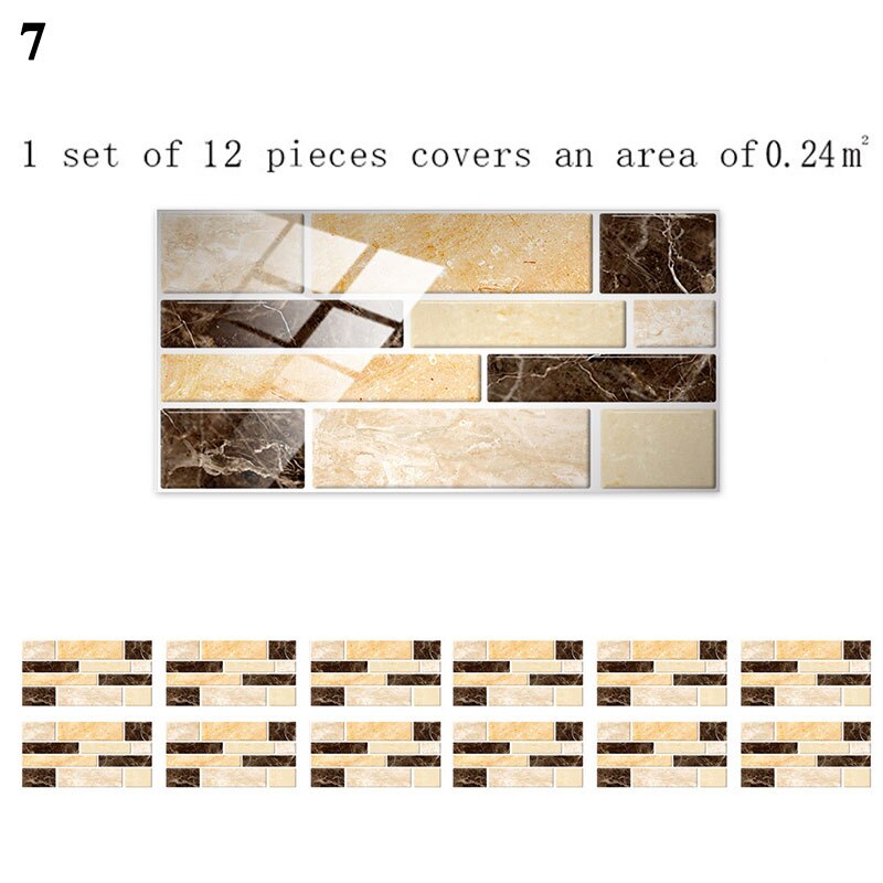 12 Stuks Floor Stickers Zelfklevende Badkamer Keuken Tegel Stickers Decoratieve Waterdichte Antislip Dikke Slijtvaste: 7