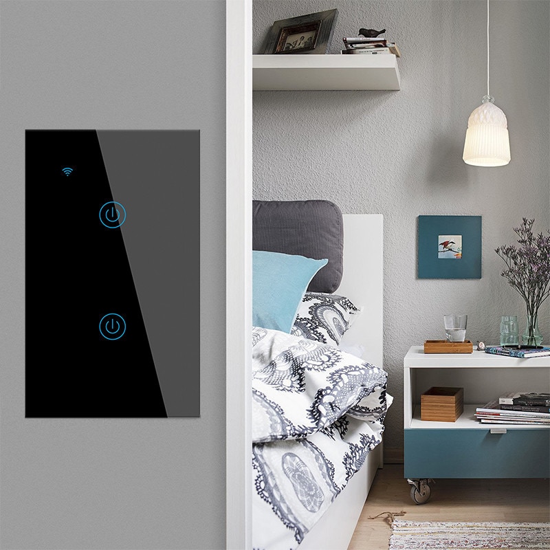 US Smart Home WiFi RF Remote Control 1/2/3Work with Google Home Alexa Wall Light Switch Panel Wall Touch Light Switch