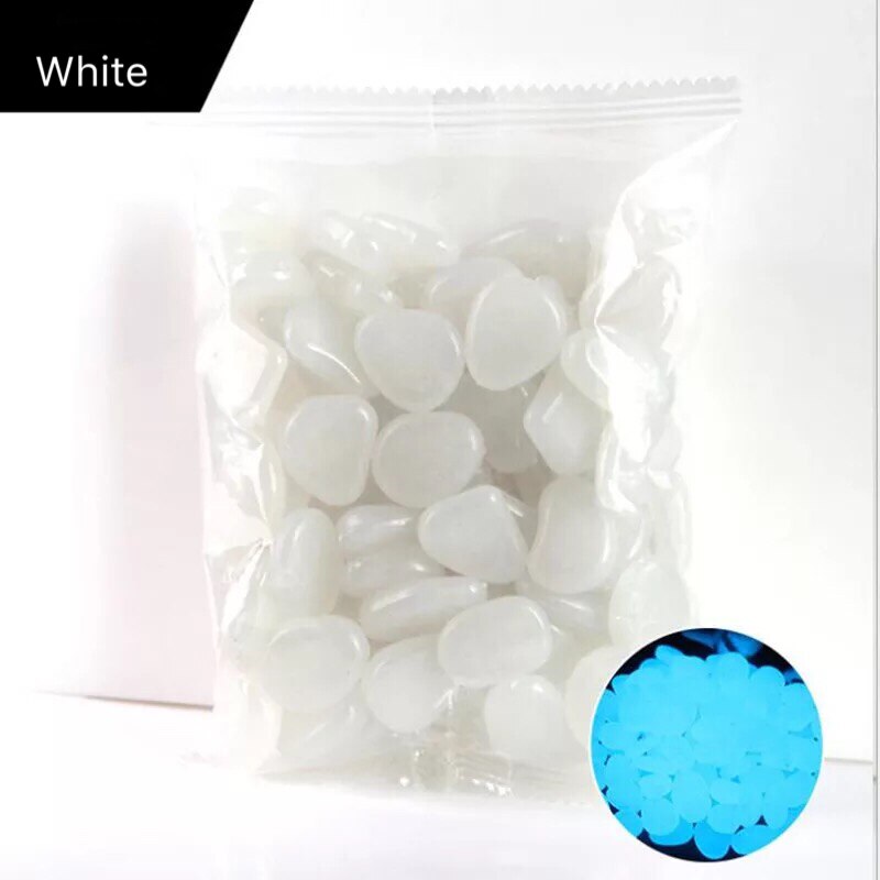 100/200Pcs Glow In The Dark Luminous Stones Rocks Garden Pebbles for Garden Walkways Path Patio Garden Yard Fish Tank Decoration: 200pcs / White