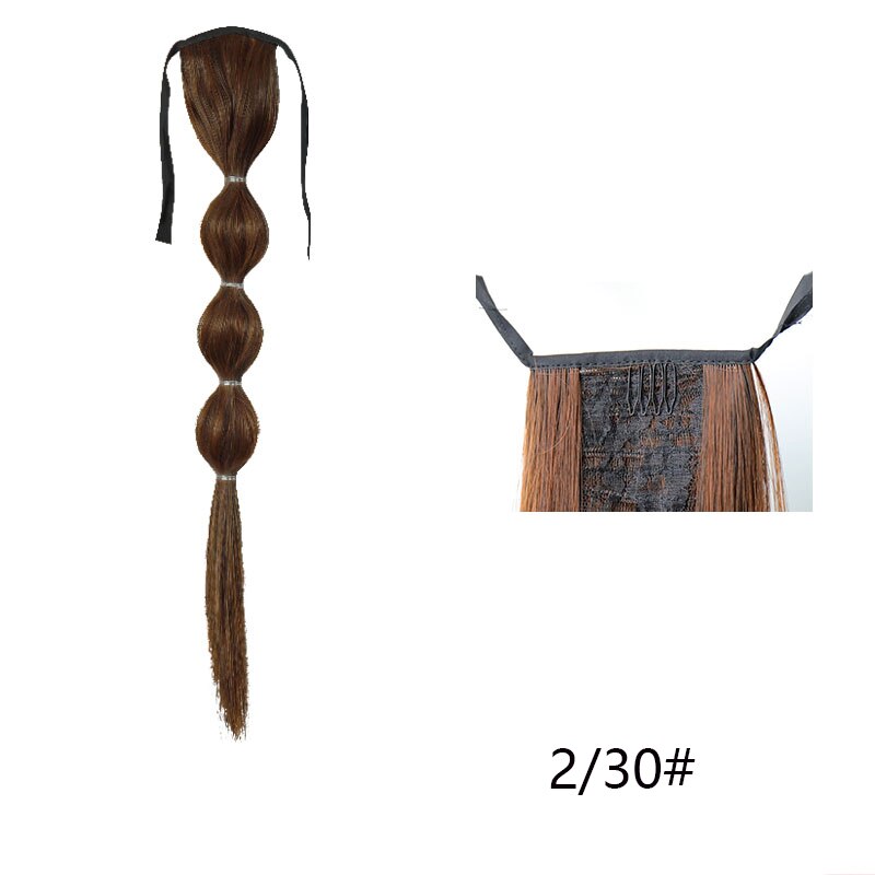 Talang Lange Rechte Bubble Paardenstaart Pruik Clip In Op Silky Synthetische Knot Extensions Staart Valse Haar: Natuurlijke kleur / 55CM