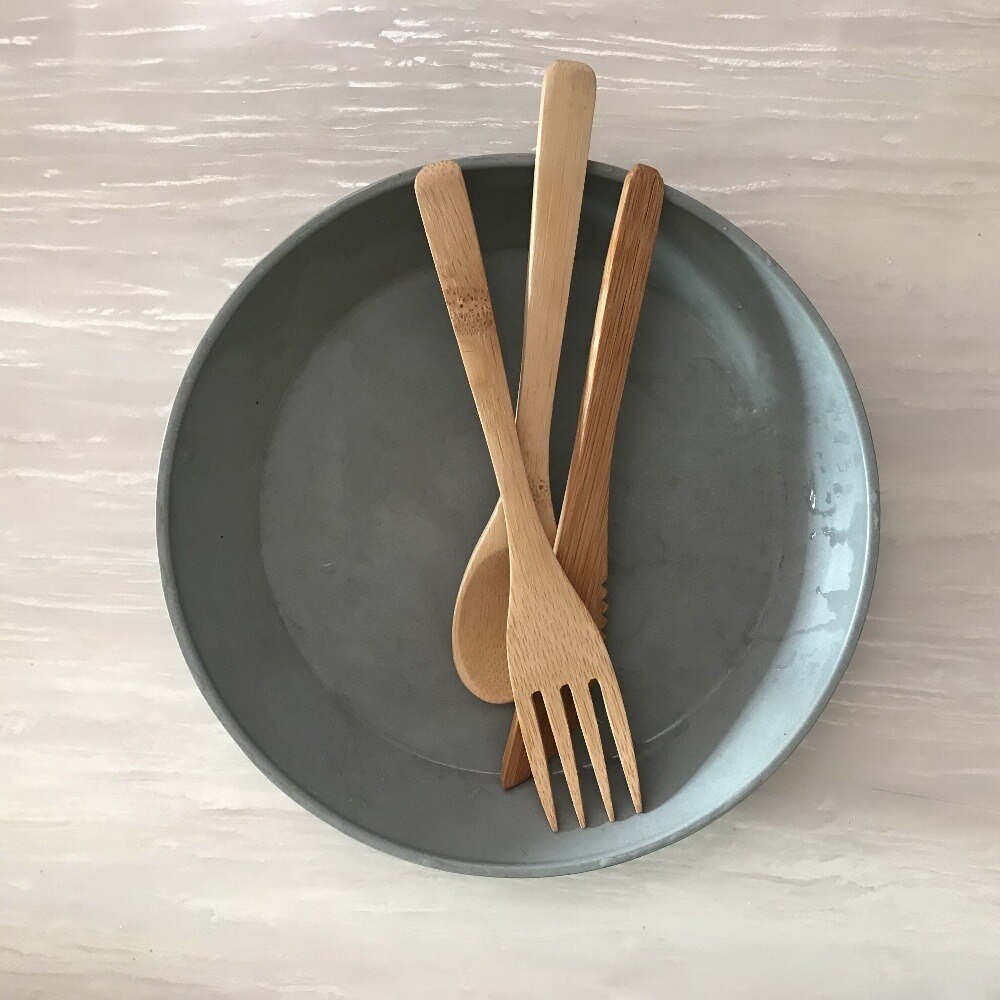 16Cm Lange 50 Stks/partij Bamboe Lepel Vork Cutter Eco Vriendelijke Servies Servies Keuken Gereedschap Voor Dagelijks Gebruik Bruiloft Gunst lepels