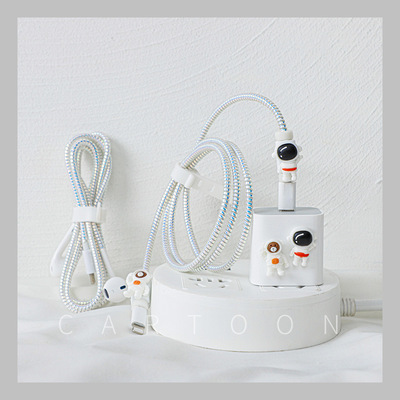 Protector de Cable para iPhone 12, accesorios de cargador USB de 20w, cubierta de cabezal de carga, revestimiento Protector de Cable estrial: Bear Astronaut