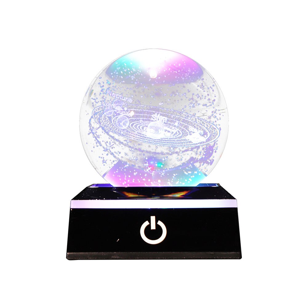 Crystal Ball Solar System Sun System Ball with LED Light Planets Constellation Ornaments Collection Home Decor