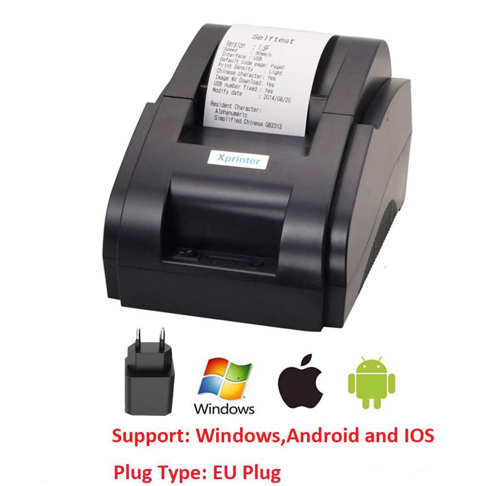 XP-58IIH Thermische Kleine Ticket Printer Printer Usb Machine Restaurant Pos Printer Voor Windows, Of Android En Ios: EU windows etc