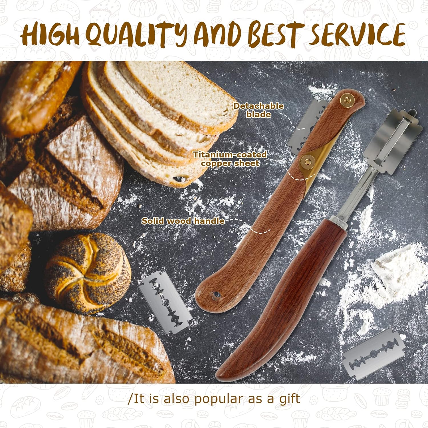 Brood Lame Snijden Zuurdesem Gereedschap met 5 messen en beschermhoes Duurzaam Broodsnijden Draagbare bakkersnijder Brood bakken