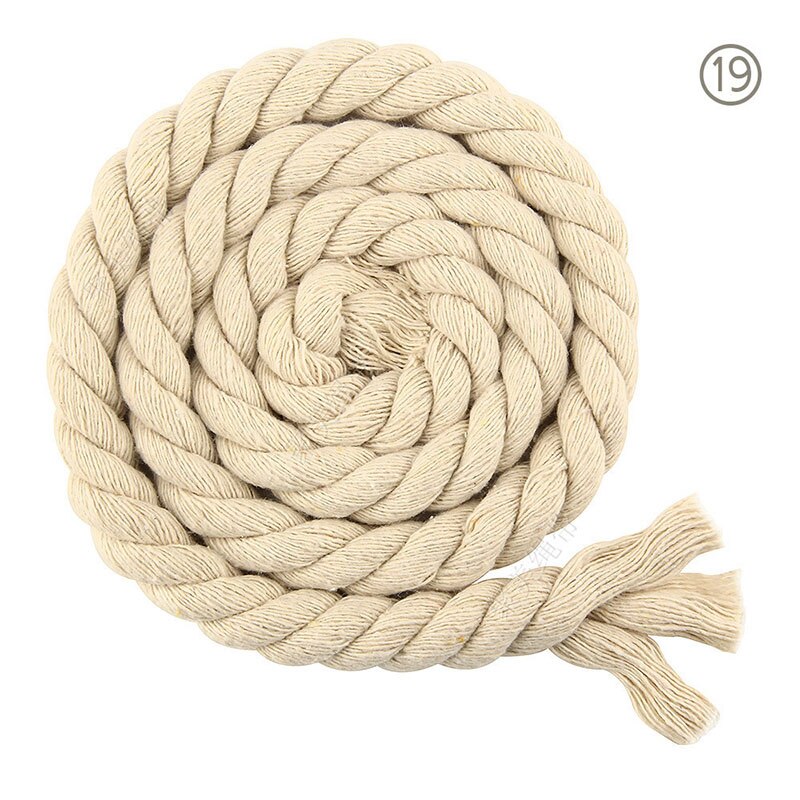 19 färger 5 meter färgat bomullsrep 10mm runda tre tvinnade tjocka sladdar för heminredning handgjorda pysselväskorrem: 10mm beige 5m