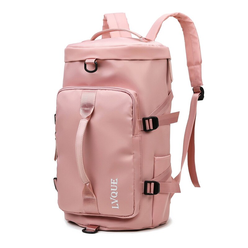 Kvinder gym sportstaske fitness trænings rygsæk udendørs rejse skuldertasker tas sac de sport mochila studerende sportbag  xa825wb: Solid lyserød