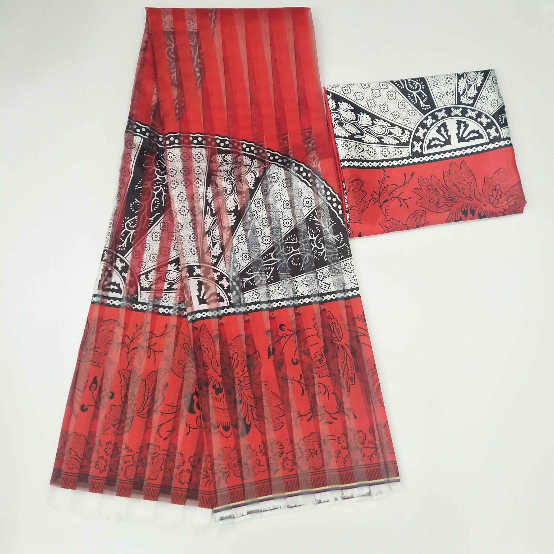Gahna stil satin silke stof med organza bånd afrikansk voks!  j52501