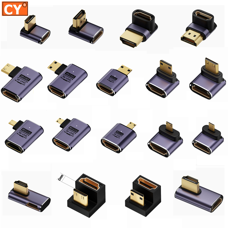 8k 4K 120Hz 270 90 graden schuine adapter Mini Micro naar HDMI-compatibel U-vorm L-type HDMI-splitter Man-vrouw-converter