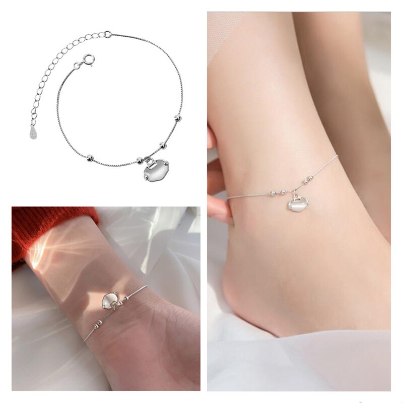 Trend Frauen Fußkettchen 925 Silber Edlen Schmuck Nette Kristall sperren Anhänger Armbinde Für Mädchen Party Zubehör Dame Glück