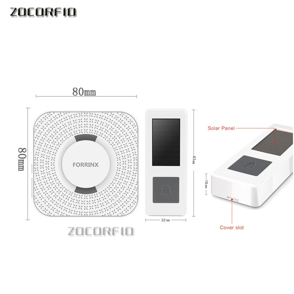 300M range Solar power Wireless Doorbell with AC220V Plug 52 Melody White Waterproof Door bell