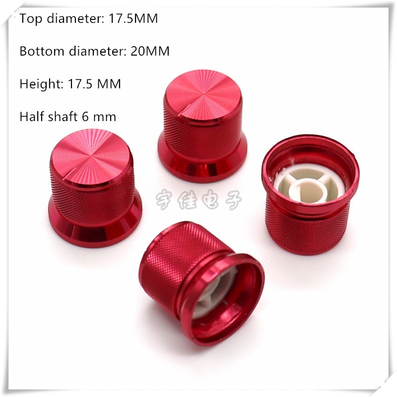 2 Stuk 20 × 17.5Mm Red Aluminium Dekselkleur Potentiometer Snelheid Schakelaar Knop Geschikt Voor Half As 6Mm