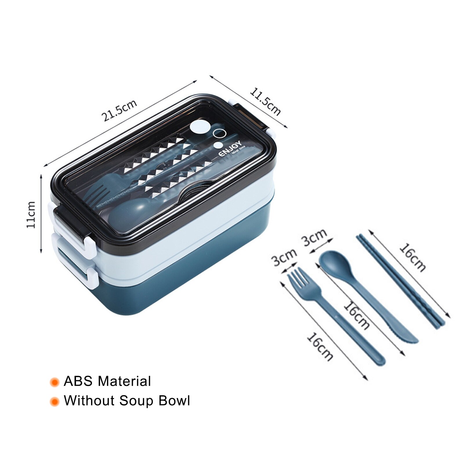 Stainless Steel Lunch Box Bento Boxes Tableware For School Kids Office Worker Double Layers Microwave Heating Lunch Container: Blue-plastic