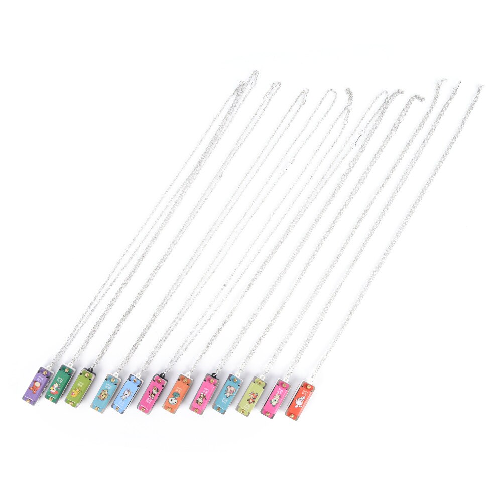 1pc plast + metall mini slitesterk metallharmonika 4 skrog 4- tone halskjede tilfeldig farge