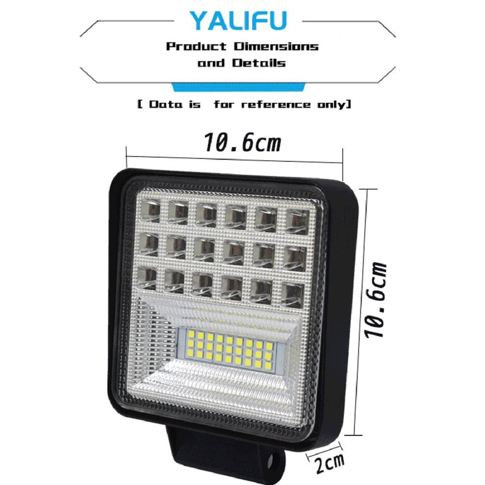 Car led square 126w work light auxiliary truck off-road motorcycle maintenance spotlight bright durable lights