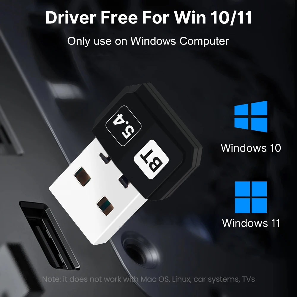 USB Bluetooth 5.4 Adapter WIreless Transmitter Receiver Dongle Audio Bluetooth For Bluetooth Adapter For Win10/11 Driver Free