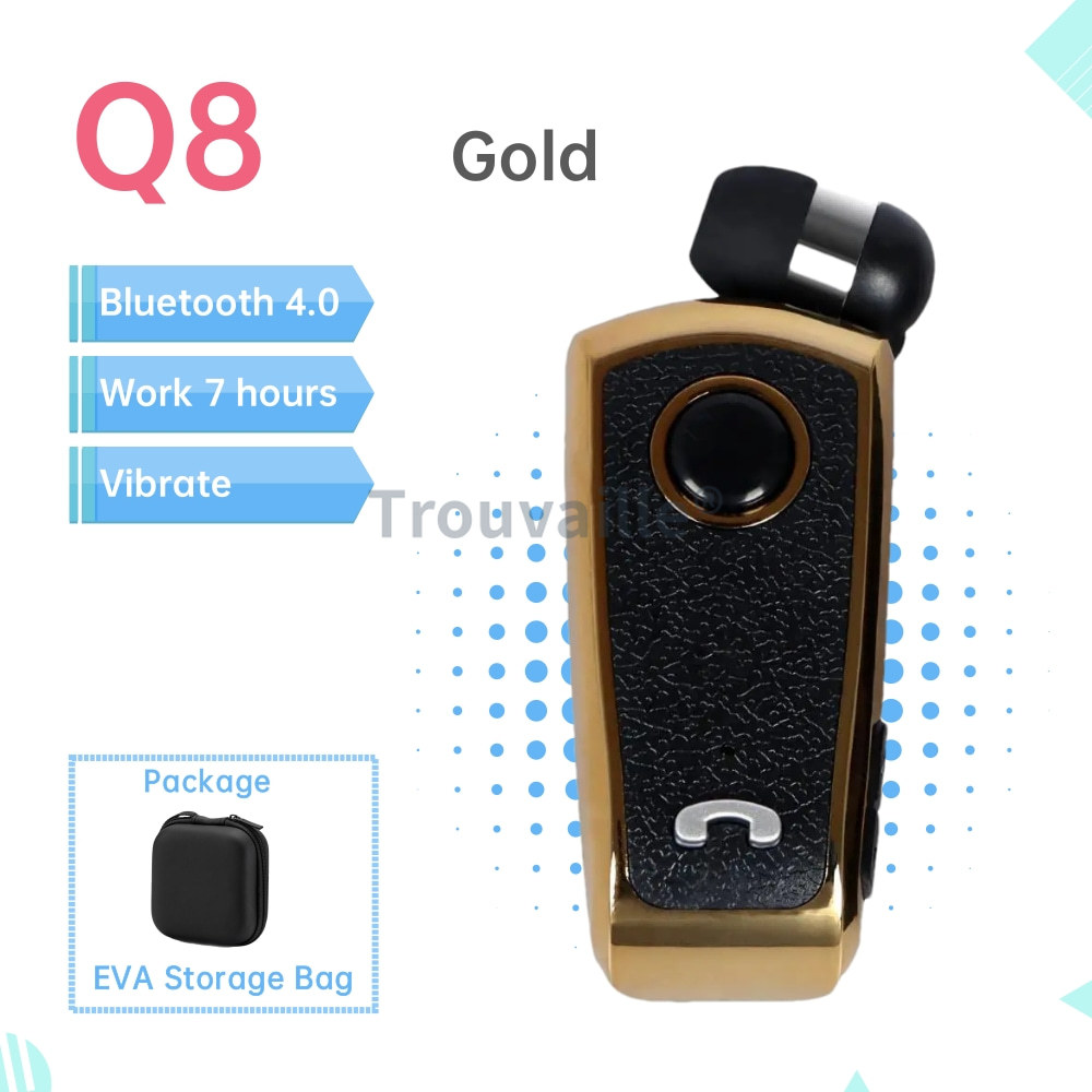 Trouvaille auriculares inalámbricos oreja en loto auriculares Bluetooth auriculares vibratorios auriculares manos libres baratos con cable retráctil: Negro
