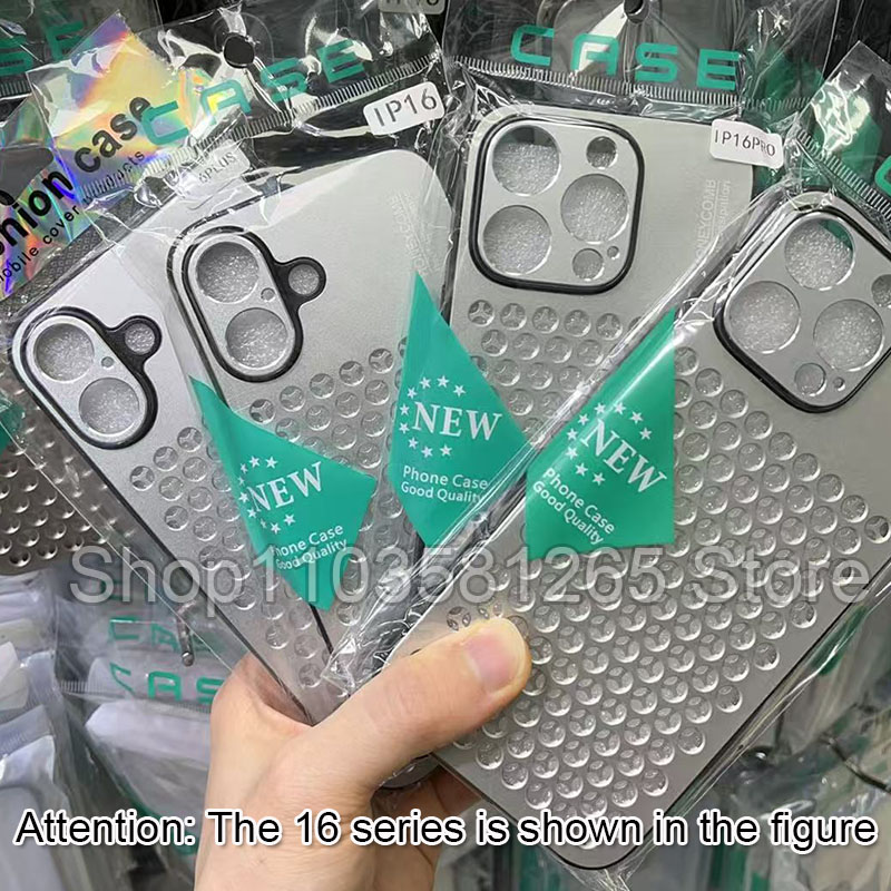 Coque de téléphone en alliage d'aluminium, étui arrière respirant en métal pour iPhone 16 15 14 13 Pro Max