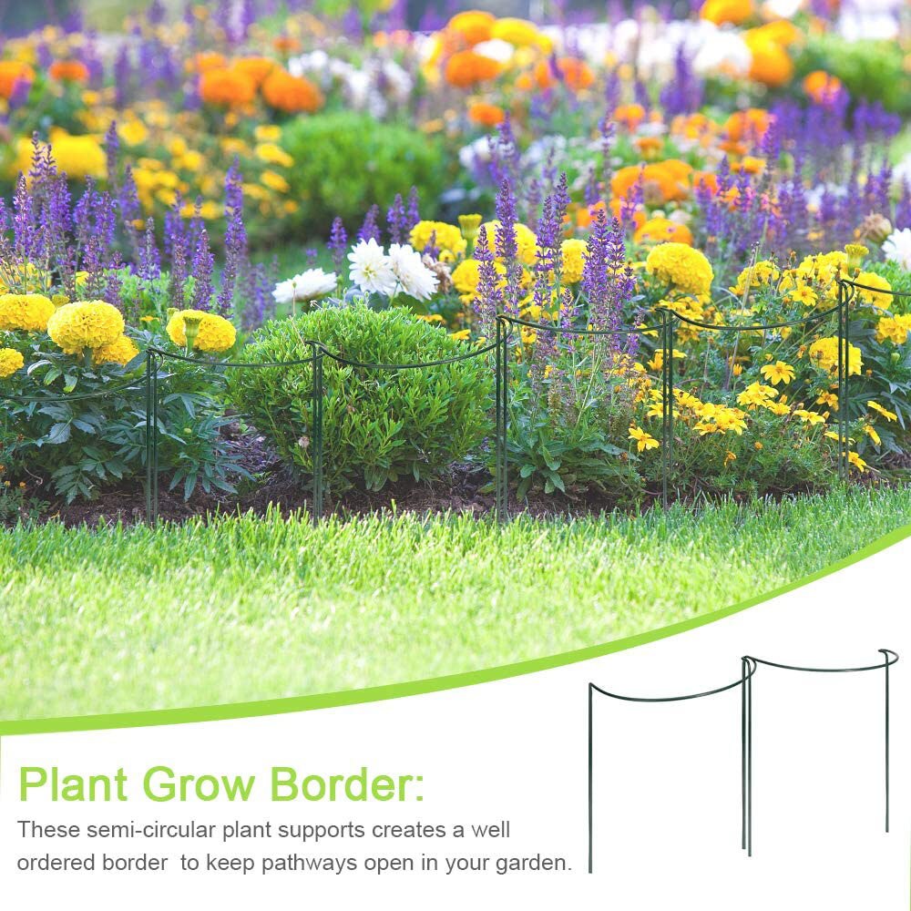 10 Pack Metal Garden Plant Support Stake Half Round Plant Support Ring Plant Cage Plant Support for Tomato Rose Vine