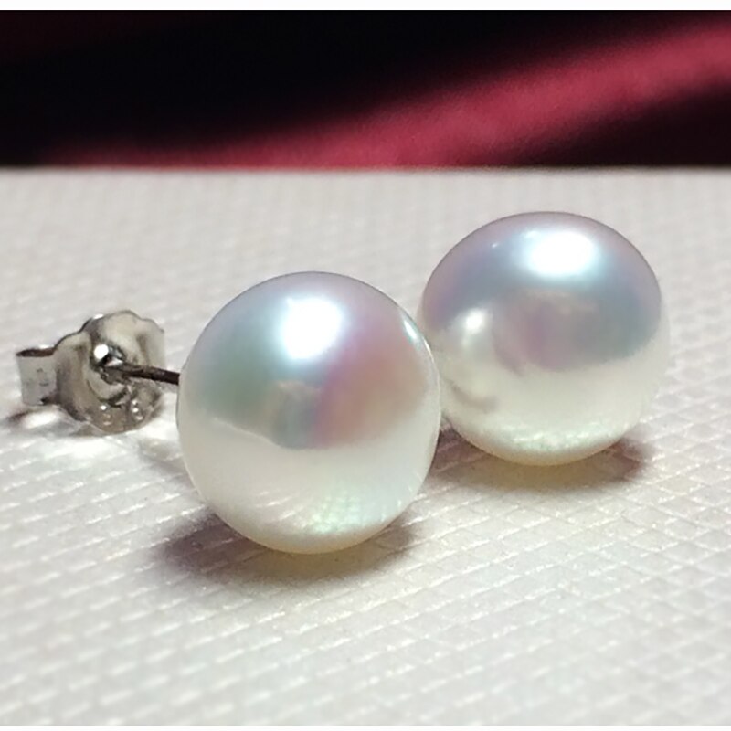 BaroqueOnly 100% Genuine Freshwater Pearl white pink purple blue Silver Stud Earrings Jewelry for Women