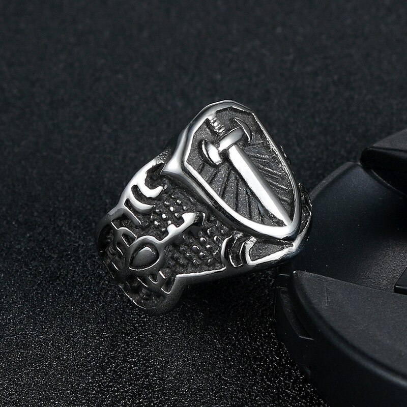 ring men big stainless steel for mens punk chip hop male man sword ring antique signet ring arthur swordslion accessories