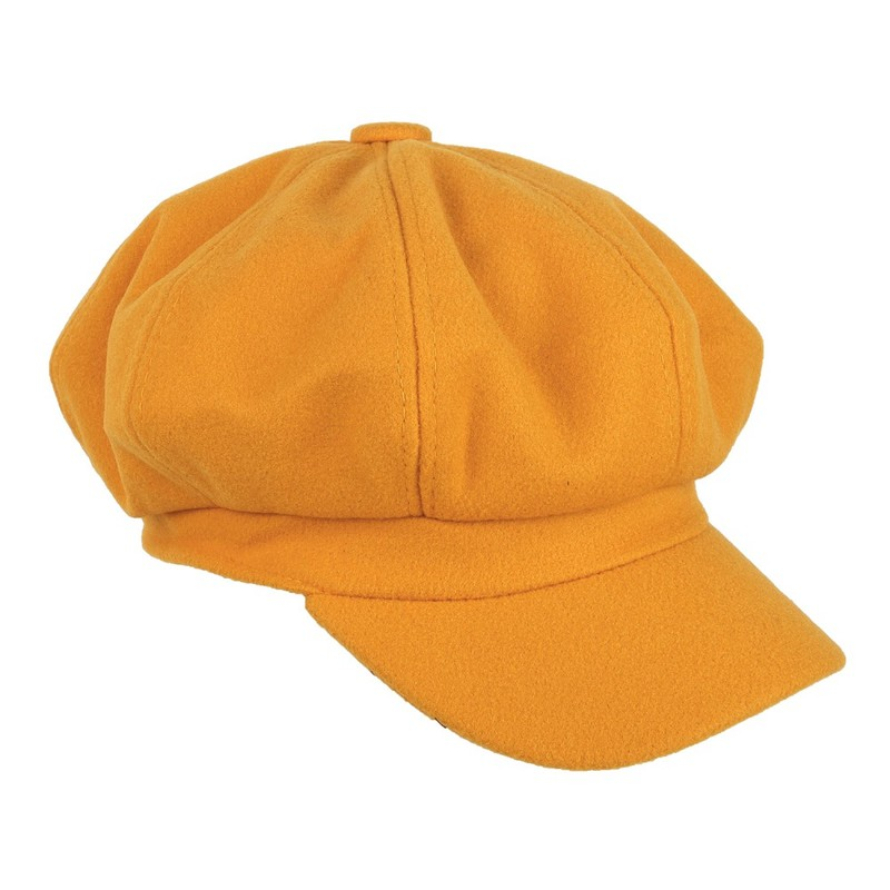 Newsboy Caps Women Winter Soft wool Gatsby Cap Octagonal Baker Peaked Beret Driving Hat Female Sunscreen Hats Painter Tour cap: Yellow