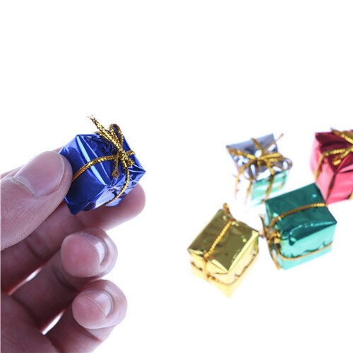 10 Pcs Poppenhuis Miniaturen 1:12 Kerst Configuratie Paars Papier Mini Box Diy Miniatuur Poppenhuis Speelgoed