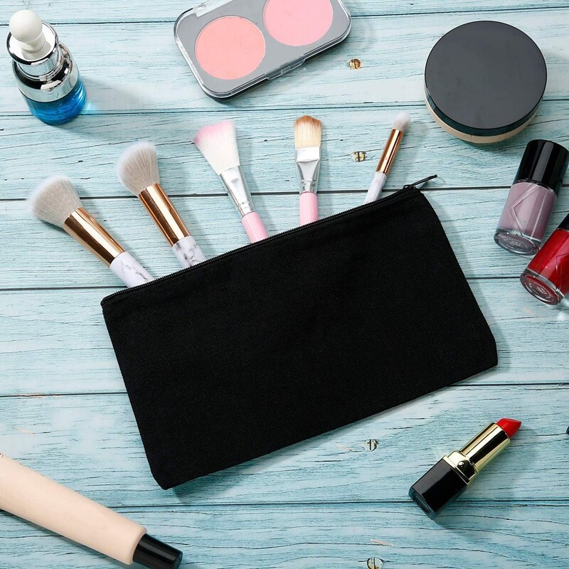 10Pcs Canvas Makeup Bags Canvas Zipper Pouch Bags Pencil Case Blank DIY Craft Bags Pouch for Travel DIY Craft School
