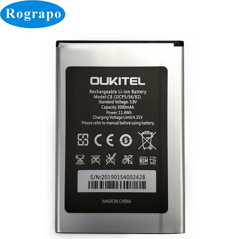 3000mAh C8 Replacement Battery For Oukitel C8 Bateria Batterie Baterij Cellphone Mobile Phone Batteries