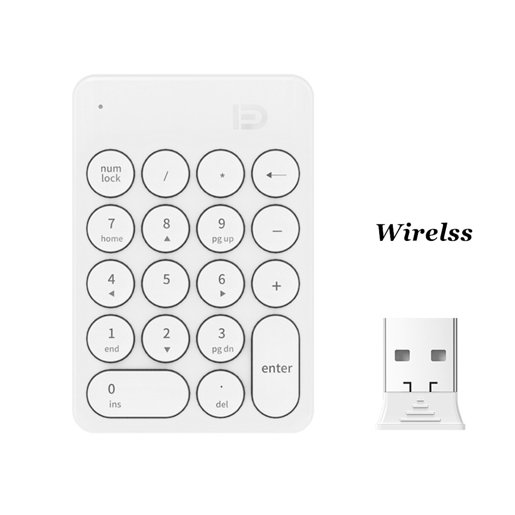 Wireless Number Keypad Accounting Keyboard ireless Digital Keyboard USB Number Pad 18 Keys Mini Numeric Keypad For Laptop PC: Wireless White