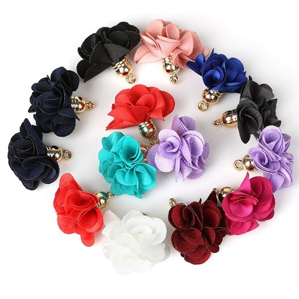 10 stuks 3*25cm bloemen bedel hanger kwastjes voor strik knutselen bruiloft feest decoratie doe-het-zelf benodigdheden verpakking accessoires: Willekeurig gemengd