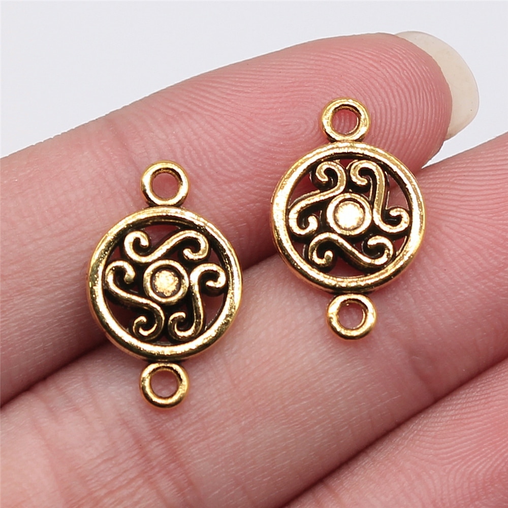 WYSIWYG 10pcs 19x12mm Antique Gold Color Round Connector Charms For Jewelry Making DIY Jewelry Findings