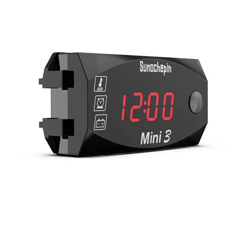 Voltímetro 3 en 1 para motocicleta, pantalla electrónica LED de 12V, muestra el tiempo/temperatura/voltaje, piezas universales para motocicleta: Red