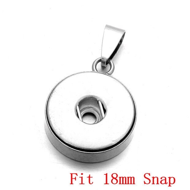 10 stuks/partij drukknopen sieraden vinden roestvrij staal zilverkleur 18mm 12mm drukknopen diy accessoires voor diy drukknopen hanger ketting: 18mm